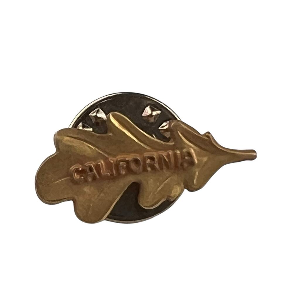 Vintage California Leaf Tie Tack Lapel Pin GF Gold Filled LGB